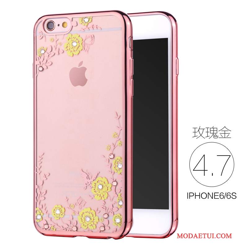 Futerał iPhone 6/6s Miękki Cienkie Nowy, Etui iPhone 6/6s Rhinestone Różowena Telefon