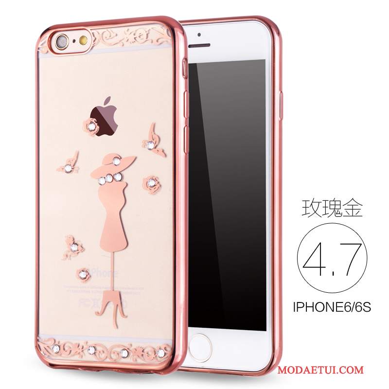 Futerał iPhone 6/6s Miękki Cienkie Nowy, Etui iPhone 6/6s Rhinestone Różowena Telefon