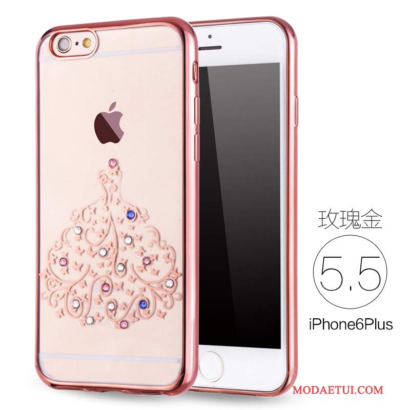 Futerał iPhone 6/6s Plus Luksusowy Na Telefon Anti-fall, Etui iPhone 6/6s Plus Rhinestone Różowe