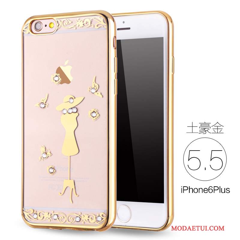 Futerał iPhone 6/6s Plus Luksusowy Na Telefon Anti-fall, Etui iPhone 6/6s Plus Rhinestone Różowe