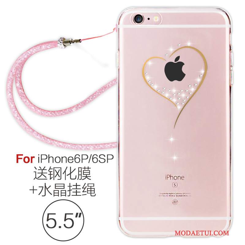 Futerał iPhone 6/6s Plus Miękki Eleganckie Wiszące Ozdoby, Etui iPhone 6/6s Plus Rhinestone Na Telefon Przezroczysty