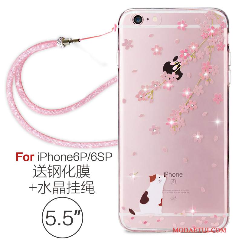 Futerał iPhone 6/6s Plus Miękki Eleganckie Wiszące Ozdoby, Etui iPhone 6/6s Plus Rhinestone Na Telefon Przezroczysty