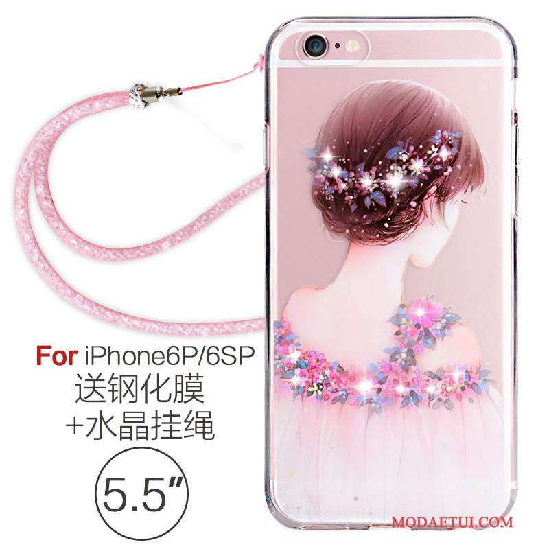 Futerał iPhone 6/6s Plus Miękki Eleganckie Wiszące Ozdoby, Etui iPhone 6/6s Plus Rhinestone Na Telefon Przezroczysty