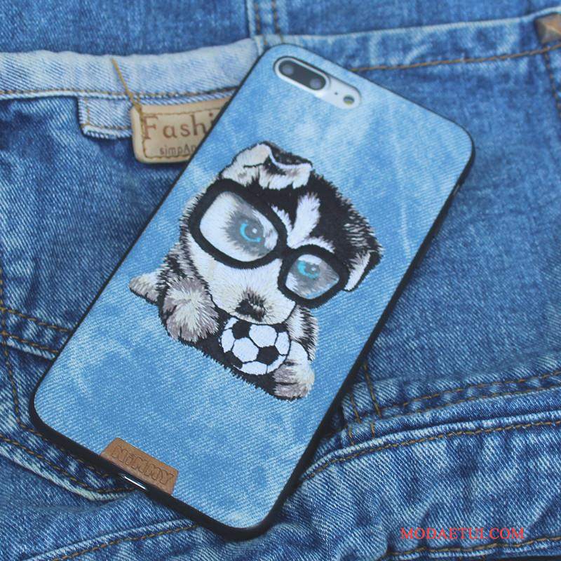 Futerał iPhone 6/6s Plus Torby Z Haftem Psy, Etui iPhone 6/6s Plus Silikonowe Denimna Telefon