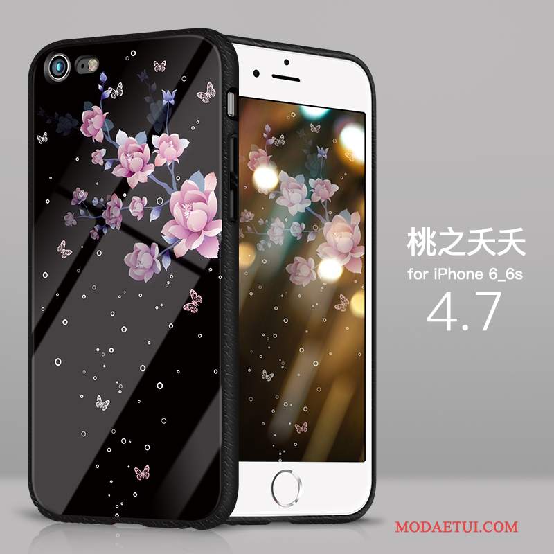 Futerał iPhone 6/6s Torby Na Telefon Anti-fall, Etui iPhone 6/6s Silikonowe Szkło Różowe