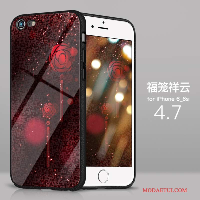 Futerał iPhone 6/6s Torby Na Telefon Anti-fall, Etui iPhone 6/6s Silikonowe Szkło Różowe