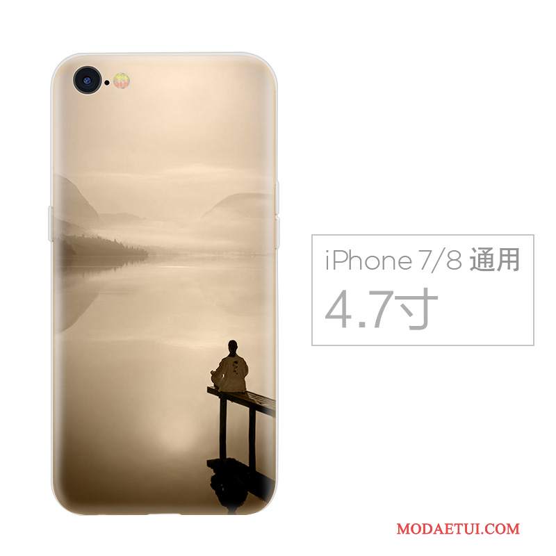 Futerał iPhone 7 Miękki Niebieski Chiński Styl, Etui iPhone 7 Kreatywne Osobowość Anti-fall