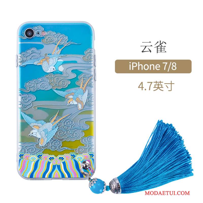 Futerał iPhone 7 Ochraniacz Na Telefon Purpurowy, Etui iPhone 7 Chiński Styl Sztuka