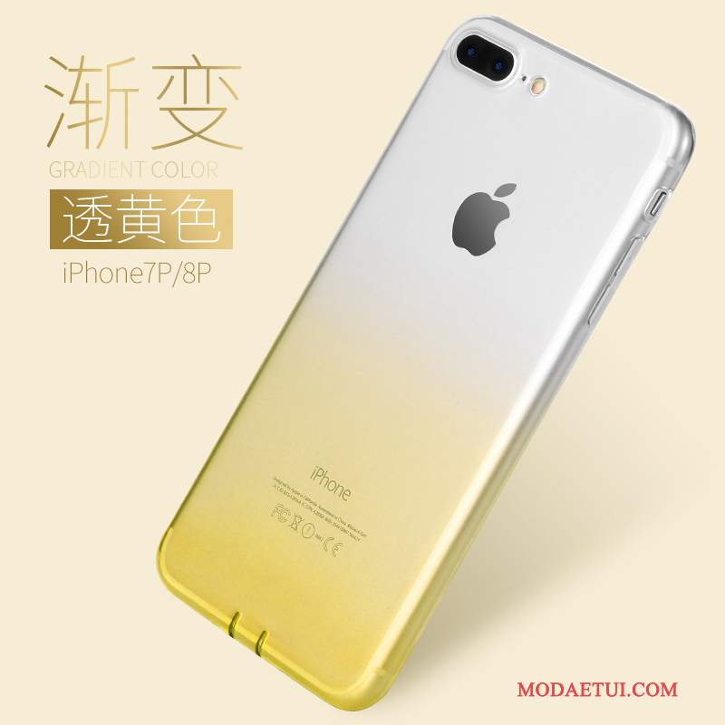 Futerał iPhone 7 Plus Miękki Przezroczysty Żółty, Etui iPhone 7 Plus Kreatywne Na Telefon Czerwony