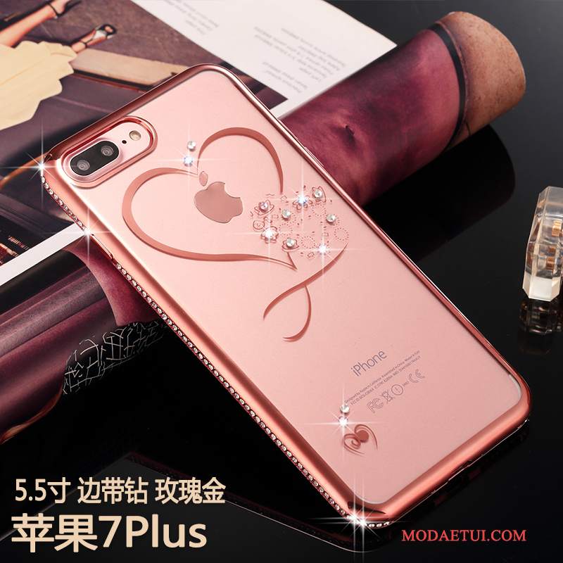 Futerał iPhone 7 Plus Miękki Tendencjana Telefon, Etui iPhone 7 Plus Rhinestone Anti-fall Złoto