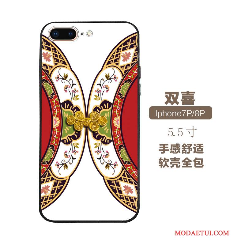 Futerał iPhone 7 Plus Relief Na Telefon Chiński Styl, Etui iPhone 7 Plus Silikonowe Sztuka Etniczny