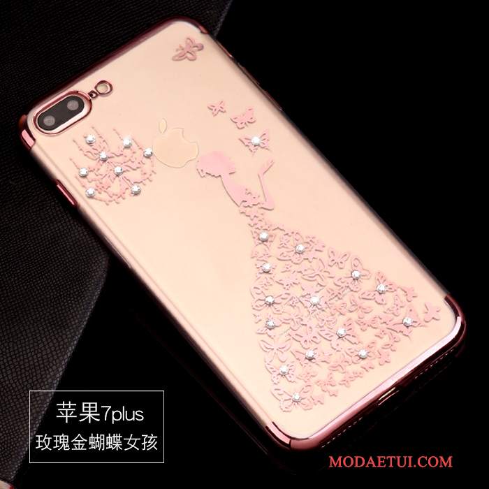 Futerał iPhone 7 Plus Rhinestone Na Telefon Anti-fall, Etui iPhone 7 Plus Miękki Tendencja Złoto