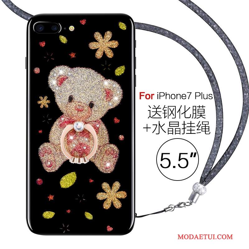 Futerał iPhone 7 Plus Rhinestone Przezroczysty Wiszące Ozdoby, Etui iPhone 7 Plus Silikonowe Różowe Nowy