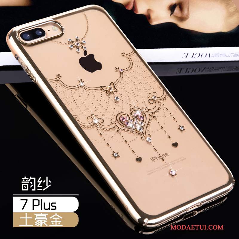 Futerał iPhone 7 Plus Rhinestone Różowe Trudno, Etui iPhone 7 Plus Luksusowy Złoto Osobowość