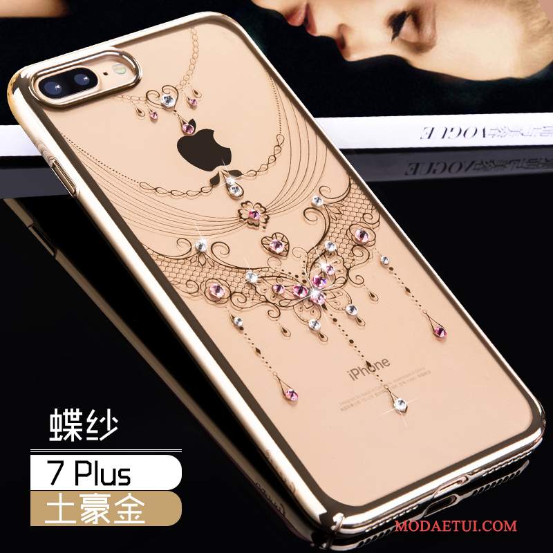 Futerał iPhone 7 Plus Rhinestone Różowe Trudno, Etui iPhone 7 Plus Luksusowy Złoto Osobowość