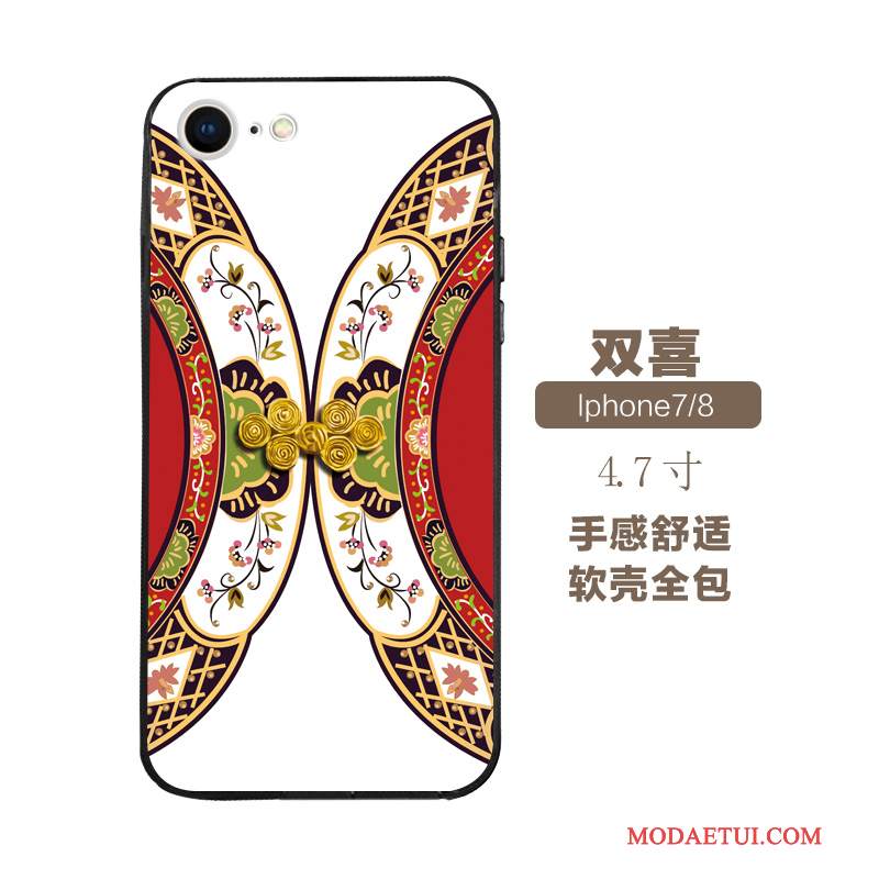 Futerał iPhone 7 Relief Chiński Stylna Telefon, Etui iPhone 7 Miękki Etniczny Różowe