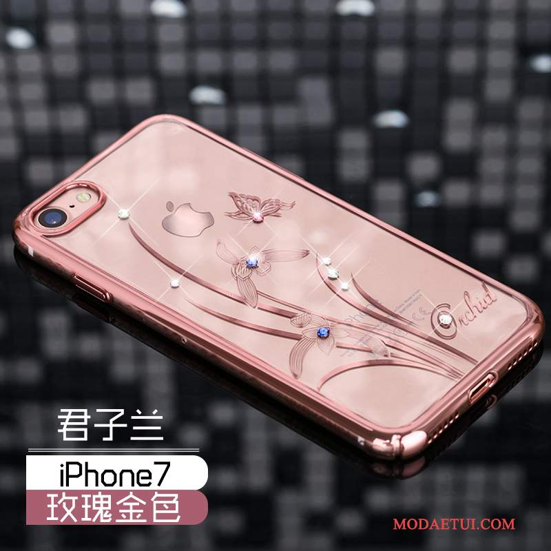 Futerał iPhone 7 Rhinestone Anti-fall Modna Marka, Etui iPhone 7 Torby Nowy Złoto