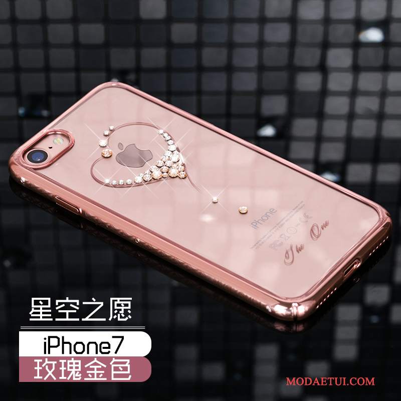 Futerał iPhone 7 Rhinestone Nowy Cienka, Etui iPhone 7 Luksusowy Złoto Anti-fall