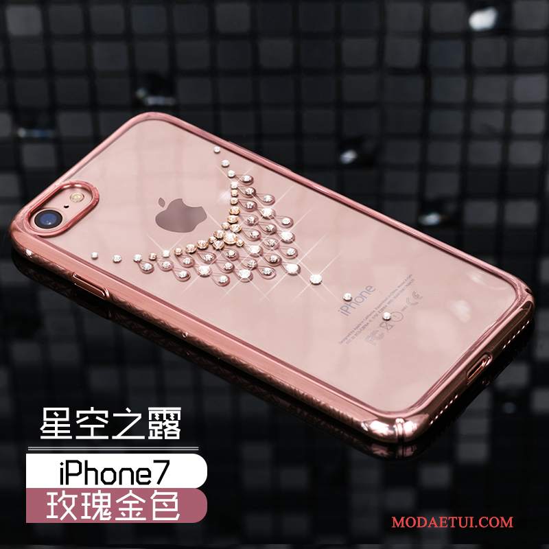 Futerał iPhone 7 Rhinestone Nowy Cienka, Etui iPhone 7 Luksusowy Złoto Anti-fall