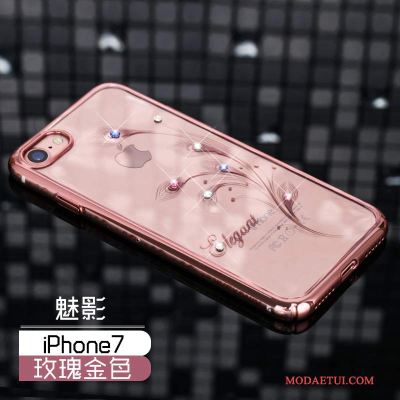 Futerał iPhone 7 Rhinestone Nowy Cienka, Etui iPhone 7 Luksusowy Złoto Anti-fall