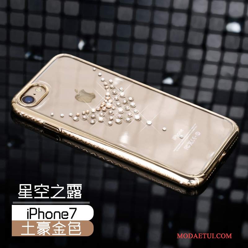 Futerał iPhone 7 Rhinestone Nowy Cienka, Etui iPhone 7 Luksusowy Złoto Anti-fall