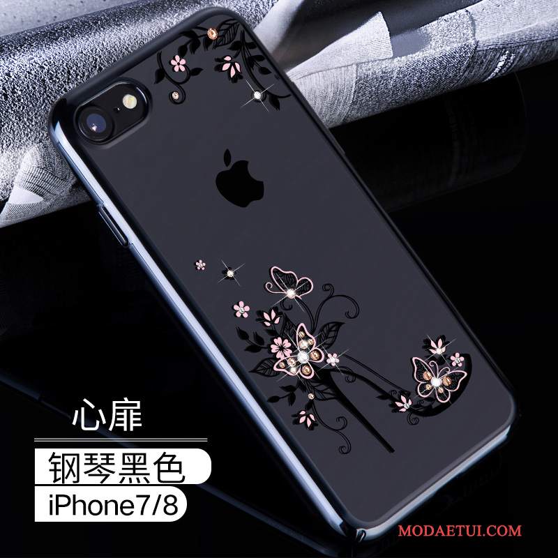 Futerał iPhone 7 Rhinestone Nowy Złoto, Etui iPhone 7 Luksusowy Trudno Czarny