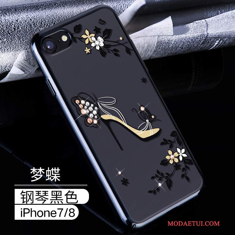 Futerał iPhone 7 Rhinestone Nowy Złoto, Etui iPhone 7 Luksusowy Trudno Czarny