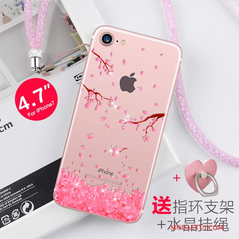 Futerał iPhone 7 Rhinestone Przezroczysty Nowy, Etui iPhone 7 Silikonowe Wiszące Ozdobyna Telefon