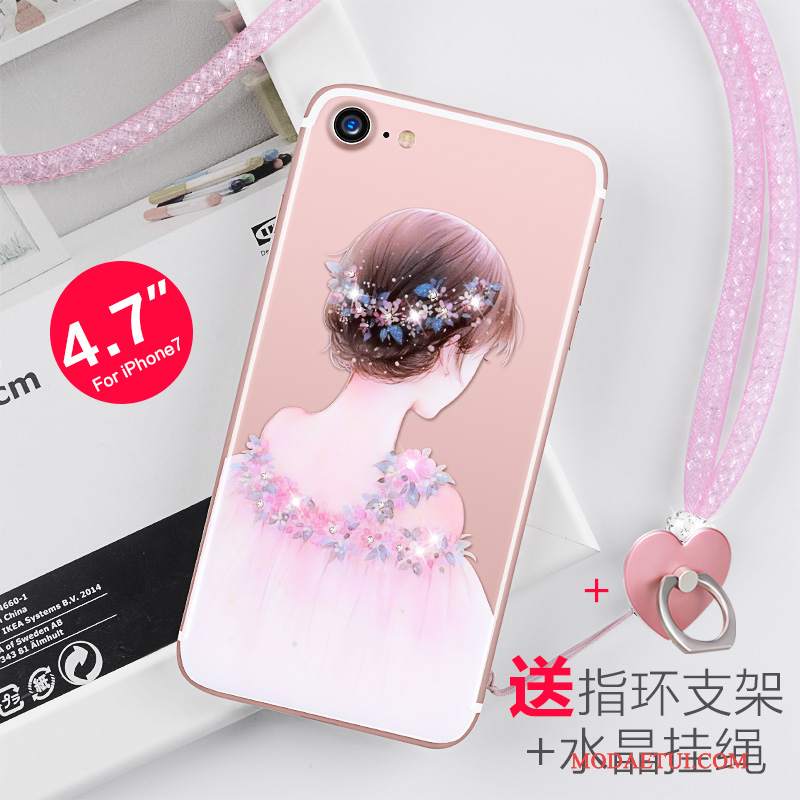 Futerał iPhone 7 Rhinestone Przezroczysty Nowy, Etui iPhone 7 Silikonowe Wiszące Ozdobyna Telefon