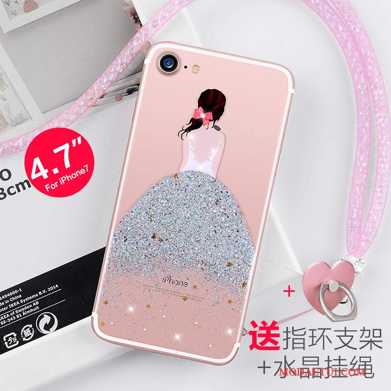 Futerał iPhone 7 Rhinestone Przezroczysty Nowy, Etui iPhone 7 Silikonowe Wiszące Ozdobyna Telefon