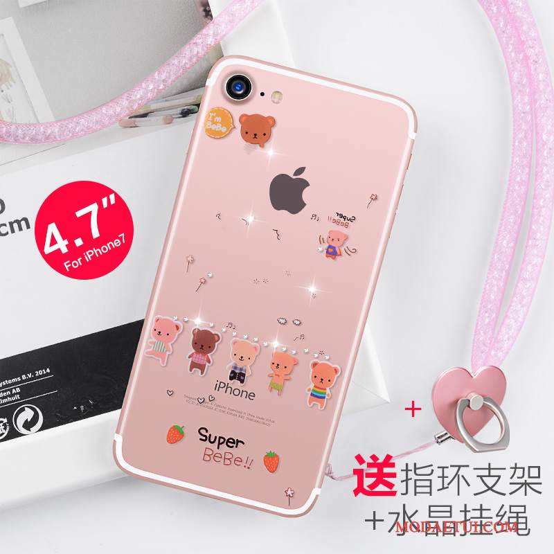 Futerał iPhone 7 Rhinestone Przezroczysty Nowy, Etui iPhone 7 Silikonowe Wiszące Ozdobyna Telefon