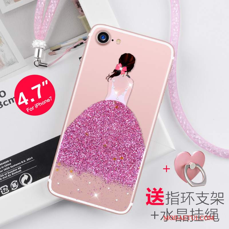 Futerał iPhone 7 Rhinestone Przezroczysty Nowy, Etui iPhone 7 Silikonowe Wiszące Ozdobyna Telefon