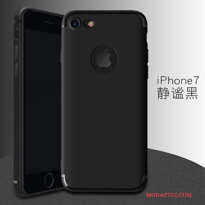 Futerał iPhone 7 Silikonowe Czarny Nubuku, Etui iPhone 7 Miękki Nowy Anti-fall