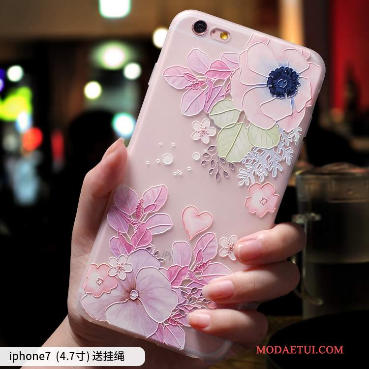 Futerał iPhone 7 Torby Anti-fall Modna Marka, Etui iPhone 7 Silikonowe Różowe Nubuku