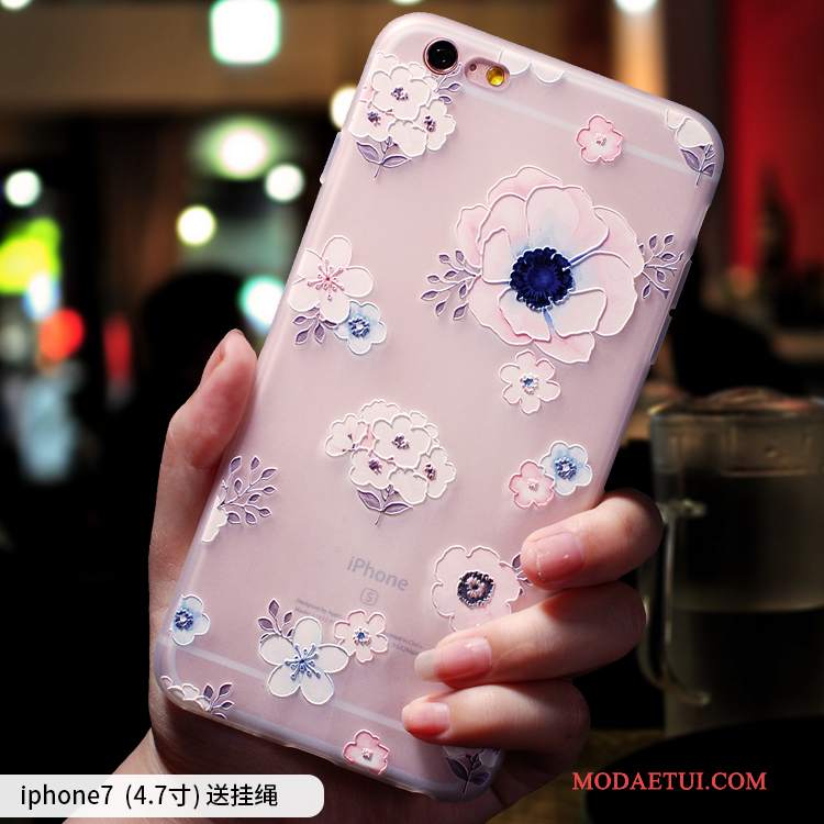 Futerał iPhone 7 Torby Anti-fall Modna Marka, Etui iPhone 7 Silikonowe Różowe Nubuku