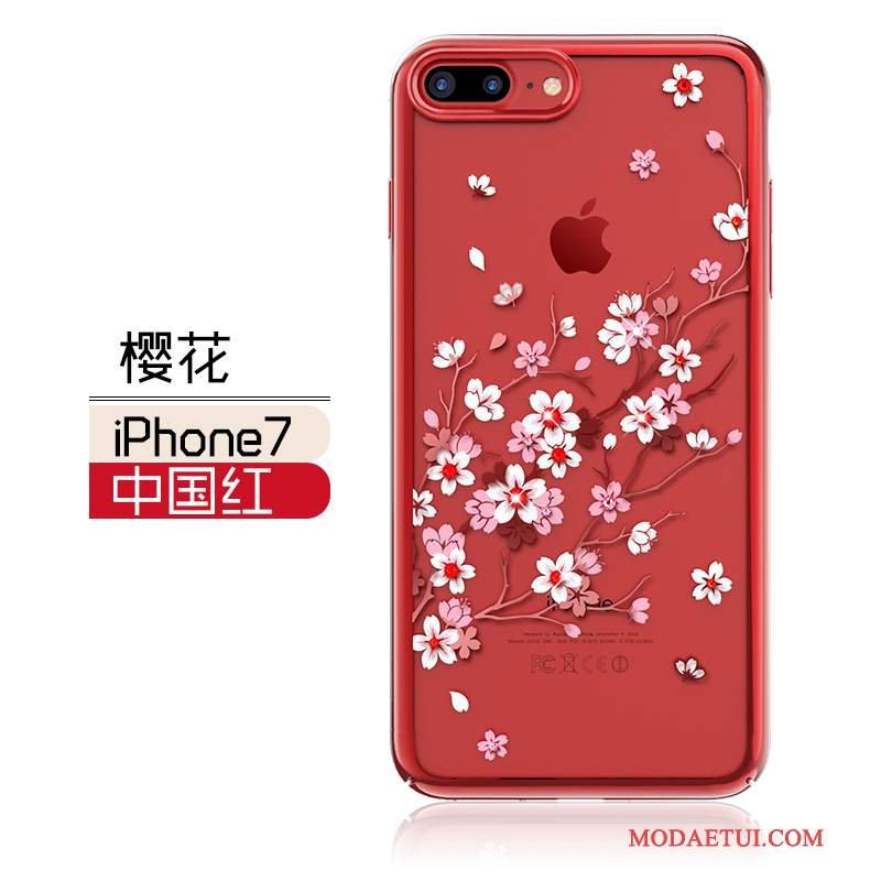 Futerał iPhone 7 Torby Na Telefon Złoto, Etui iPhone 7 Rhinestone Czerwony Eleganckie