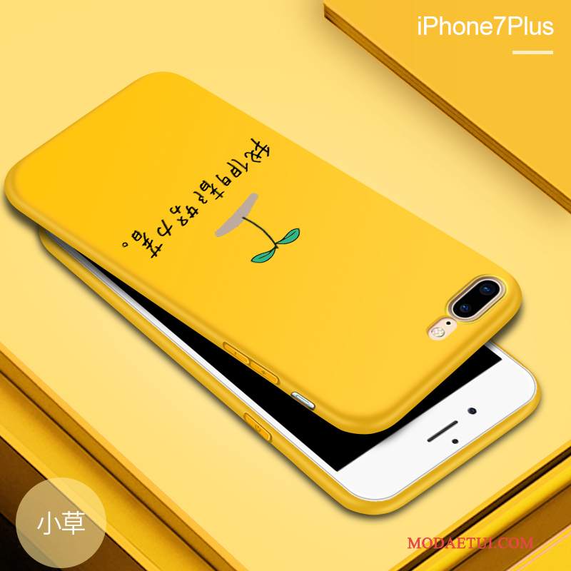 Futerał iPhone 8 Plus Kreatywne Anti-fall Zielony, Etui iPhone 8 Plus Silikonowe Nubuku Żółty