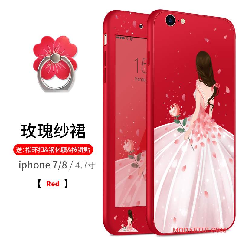 Futerał iPhone 8 Plus Kreatywne Czerwony Anti-fall, Etui iPhone 8 Plus Silikonowe Wiszące Ozdobyna Telefon