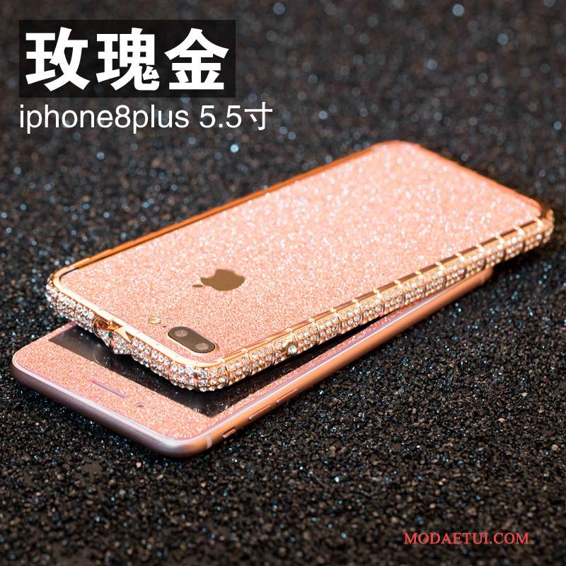 Futerał iPhone 8 Plus Metal Anti-fall Granica, Etui iPhone 8 Plus Rhinestone Nowyna Telefon