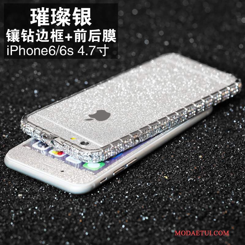 Futerał iPhone 8 Plus Metal Anti-fall Granica, Etui iPhone 8 Plus Rhinestone Nowyna Telefon