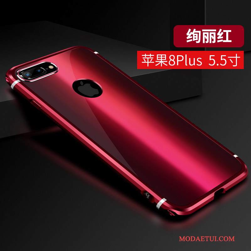 Futerał iPhone 8 Plus Metal Modna Markana Telefon, Etui iPhone 8 Plus Luksusowy Czerwony Anti-fall