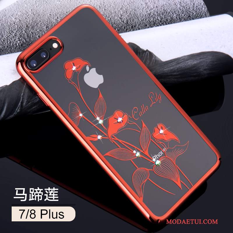 Futerał iPhone 8 Plus Rhinestone Eleganckie Czerwony, Etui iPhone 8 Plus Torby Przezroczysty Nowy