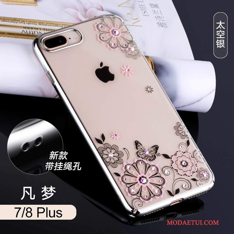 Futerał iPhone 8 Plus Rhinestone Eleganckie Czerwony, Etui iPhone 8 Plus Torby Przezroczysty Nowy