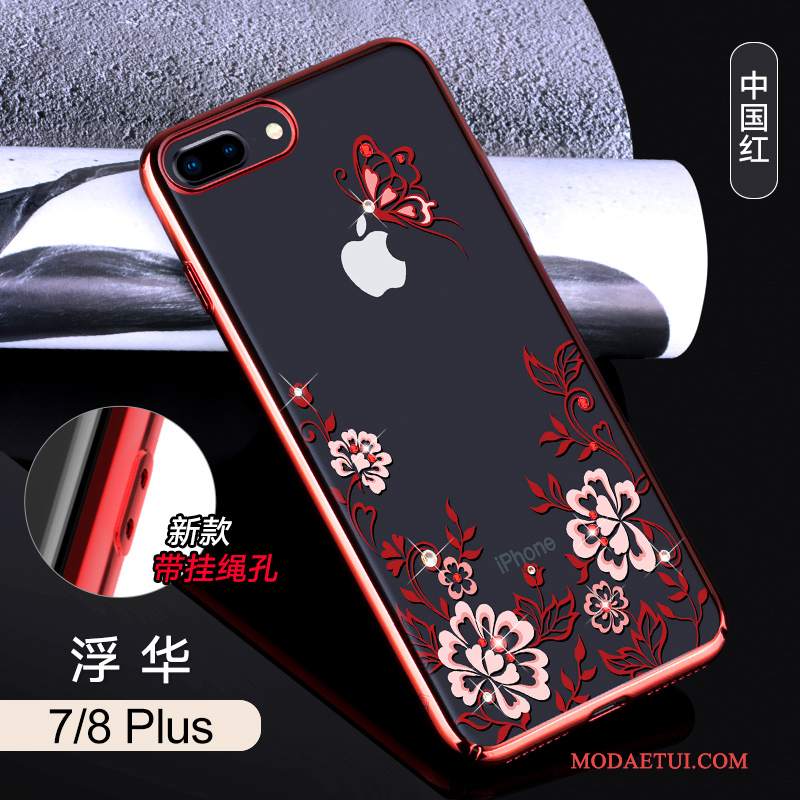 Futerał iPhone 8 Plus Rhinestone Eleganckie Czerwony, Etui iPhone 8 Plus Torby Przezroczysty Nowy