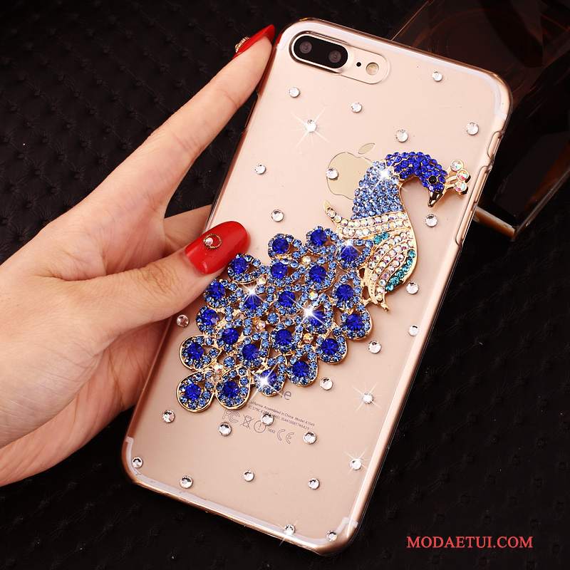 Futerał iPhone 8 Plus Rhinestone Na Telefon Niebieski, Etui iPhone 8 Plus Kryształkami Przezroczysty Nowy