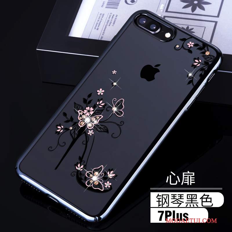 Futerał iPhone 8 Plus Rhinestone Na Telefon Trudno, Etui iPhone 8 Plus Luksusowy Przezroczysty Złoto