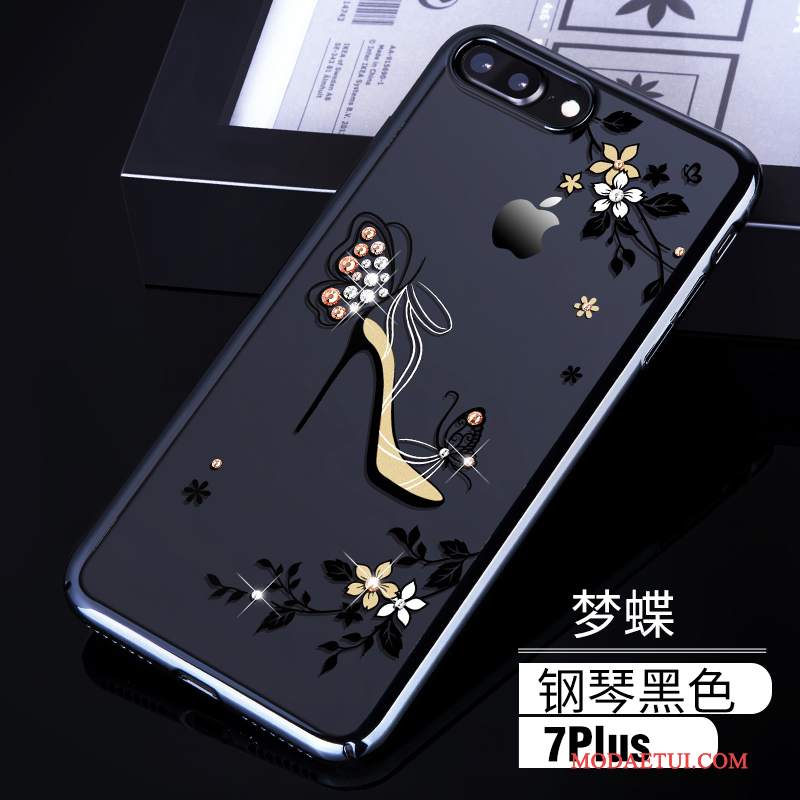 Futerał iPhone 8 Plus Rhinestone Na Telefon Trudno, Etui iPhone 8 Plus Luksusowy Przezroczysty Złoto