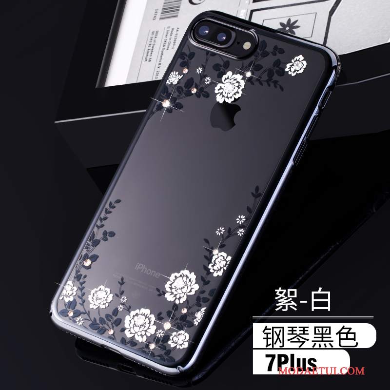 Futerał iPhone 8 Plus Rhinestone Na Telefon Trudno, Etui iPhone 8 Plus Luksusowy Przezroczysty Złoto