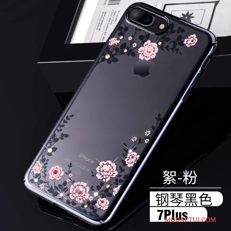 Futerał iPhone 8 Plus Rhinestone Na Telefon Trudno, Etui iPhone 8 Plus Luksusowy Przezroczysty Złoto