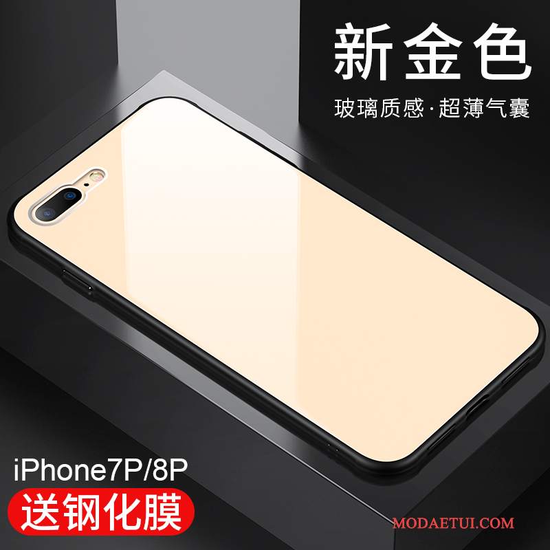 Futerał iPhone 8 Plus Silikonowe Złoto Trudno, Etui iPhone 8 Plus Pu Przezroczysty